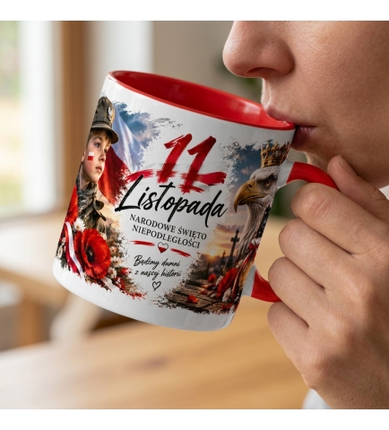 Kubek ceramiczny 330 ml 11 Listopada Bądźmy dumni biało-czerwony