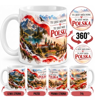 Kubek Ceramiczny Patriotyczny Tu Jest Mój Dom Polska 330 ml