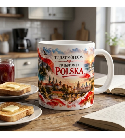 Kubek Ceramiczny Patriotyczny Tu Jest Mój Dom Polska 330 ml