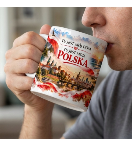 Kubek Ceramiczny Patriotyczny Tu Jest Mój Dom Polska 330 ml