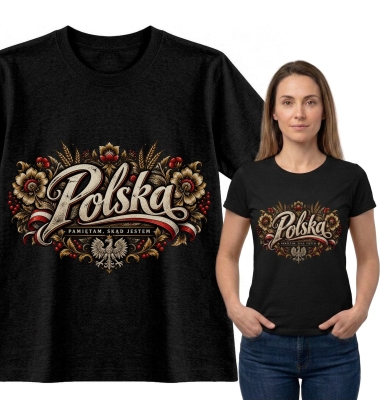 Koszulka Damska Patriotyczna Polska Czarna
