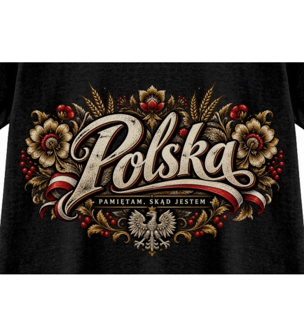 Koszulka Damska Patriotyczna Polska Czarna