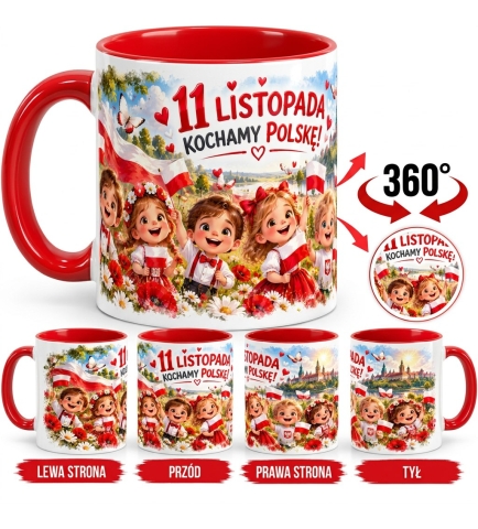 Kubek Patriotyczny Biało Czerwony Kochamy Polskę 330ml