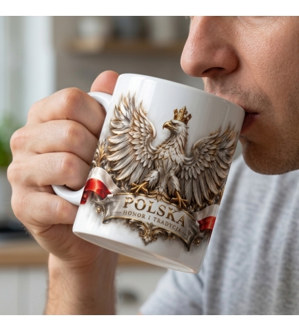 Kubek Patriotyczny Polska Honor I Tradycja, biały
