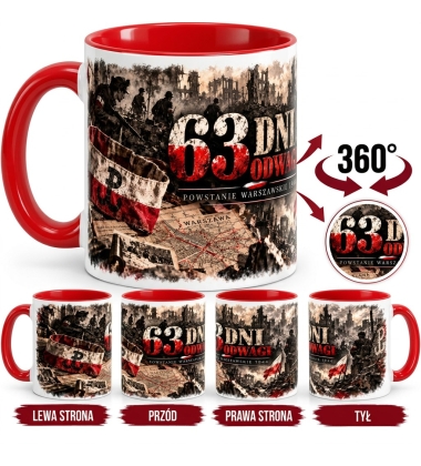Kubek Patriotyczny biało czerwony 63dni odwagi 330 ml