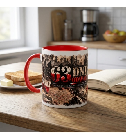 Kubek Patriotyczny biało czerwony 63dni odwagi 330 ml