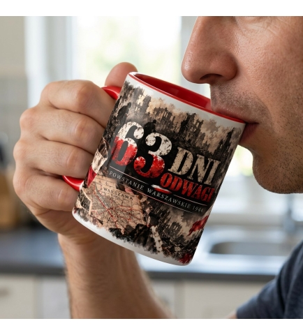 Kubek Patriotyczny biało czerwony 63dni odwagi 330 ml