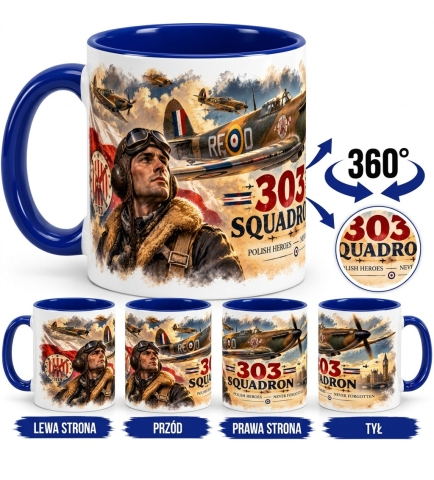 Kubek Patriotyczny biało niebieski 303 squadron 330 ml