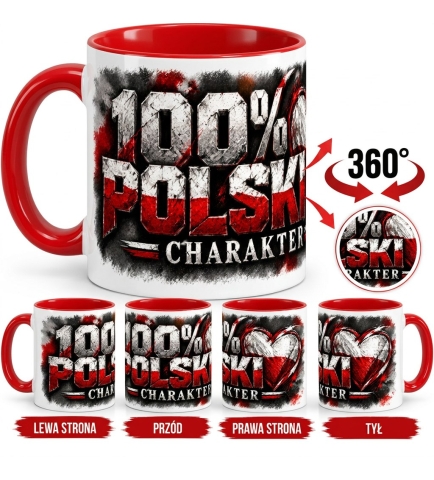 Kubek Patriotyczny biało czerwony 100% Polski charakter 330 ml