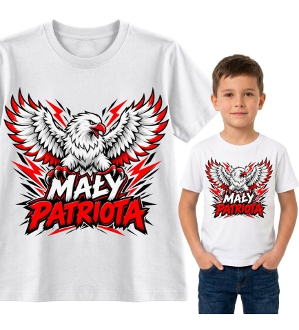 Koszulka dziecięca biała Mały Patriota, Młode Pokolenie Polski