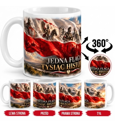 Kubek Patriotyczny Jedna Flaga, Polska, biały 330ml