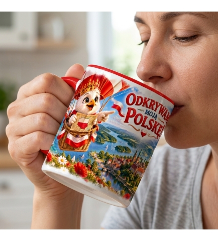Kubek Patriotyczny Odkrywam Polskę, Mój Dom, czerwony