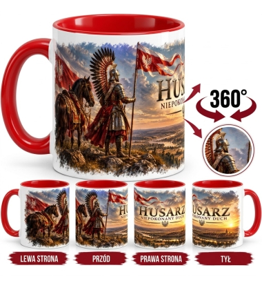 Kubek Patriotyczny Husarz Niepokonany Czerwone Wnętrze 330 ml
