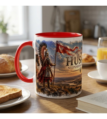 Kubek Patriotyczny Husarz Niepokonany Czerwone Wnętrze 330 ml