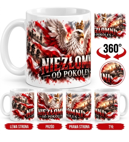 Kubek Ceramiczny Patriotyczny Niezłomni od Pokoleń 330 ml