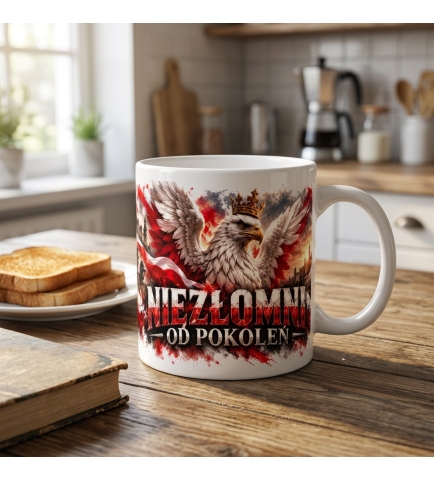 Kubek Ceramiczny Patriotyczny Niezłomni od Pokoleń 330 ml