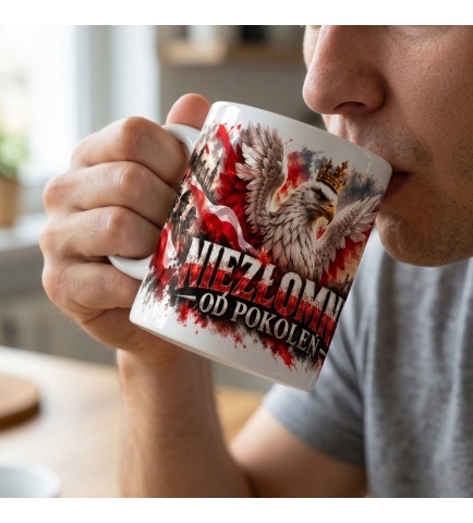 Kubek Ceramiczny Patriotyczny Niezłomni od Pokoleń 330 ml