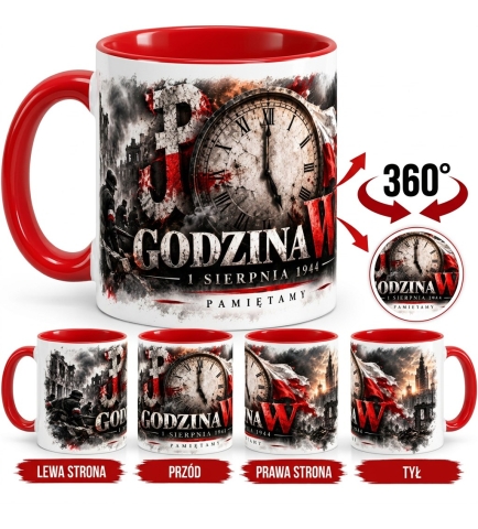 Kubek Patriotyczny Godzina W, 1 Sierpnia 1944 Czerwone Wnętrze i Ucho