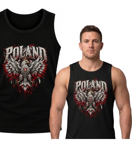 Koszulka Męska Tank Top Bez Rękawów Poland Czarna
