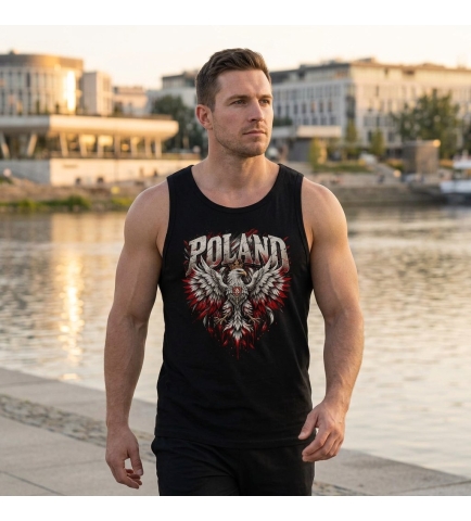 Koszulka Męska Tank Top Bez Rękawów Poland Czarna