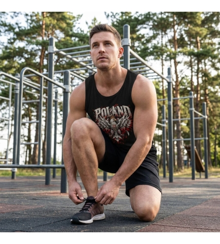 Koszulka Męska Tank Top Bez Rękawów Poland Czarna