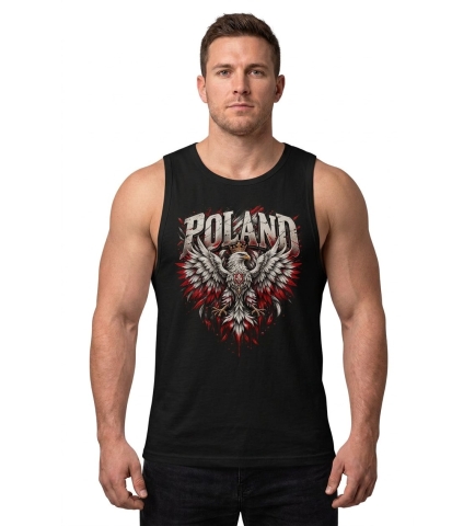 Koszulka Męska Tank Top Bez Rękawów Poland Czarna