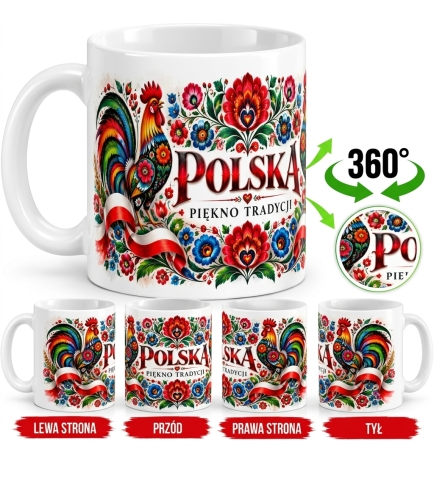 Kubek Patriotyczny Polska Piękno I Tradycja 330 ml Biały