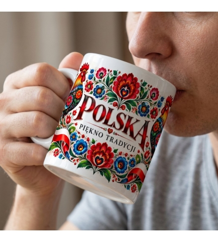 Kubek Patriotyczny Polska Piękno I Tradycja 330 ml Biały