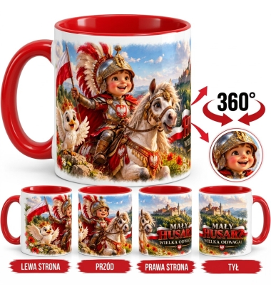 Kubek Patriotyczny Małe Serce, Dla Dzieci, Czerwone wnętrze i ucho