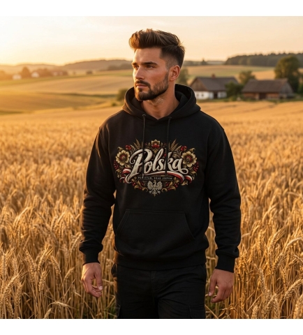 Bluza z kapturem męska patriotyczna Polska czarna