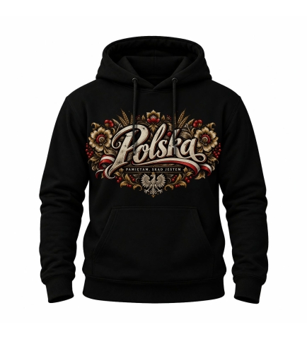 Bluza z kapturem męska patriotyczna Polska czarna