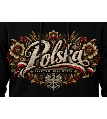 Bluza z kapturem męska patriotyczna Polska czarna