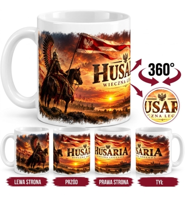 Kubek Patriotyczny Husaria Wieczna Legenda, biały 330 ml