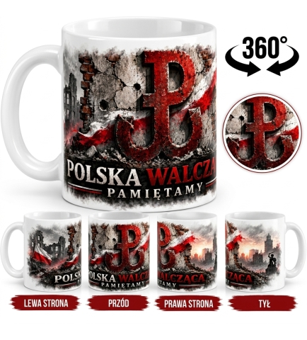 Kubek Patriotyczny Polska Walcząca Pamiętamy, biały