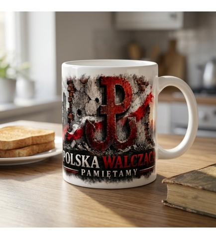 Kubek Patriotyczny Polska Walcząca Pamiętamy, biały