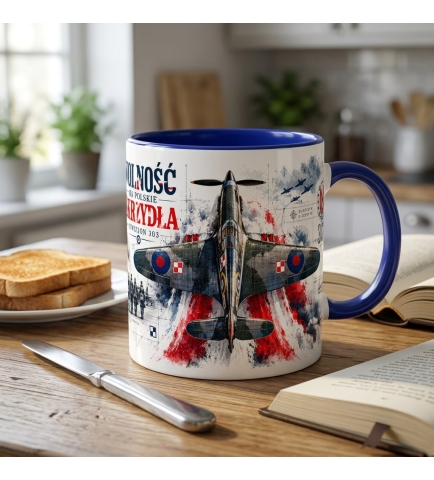 Kubek patriotyczny Wolność ma Polskie skrzydła Dywizjon 303 niebieski