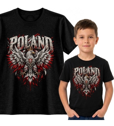 Koszulka dziecięca patriotyczna Poland czarna