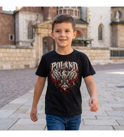 Koszulka dziecięca patriotyczna Poland czarna