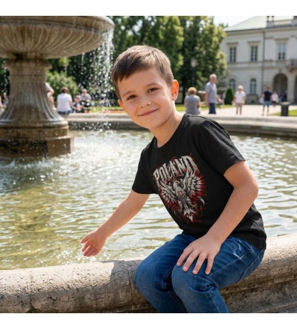 Koszulka dziecięca patriotyczna Poland czarna