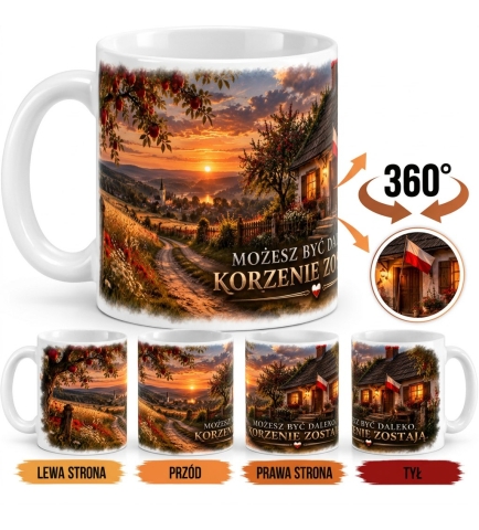 Kubek Ceramiczny Patriotyczny Korzenie 330 ml Biały