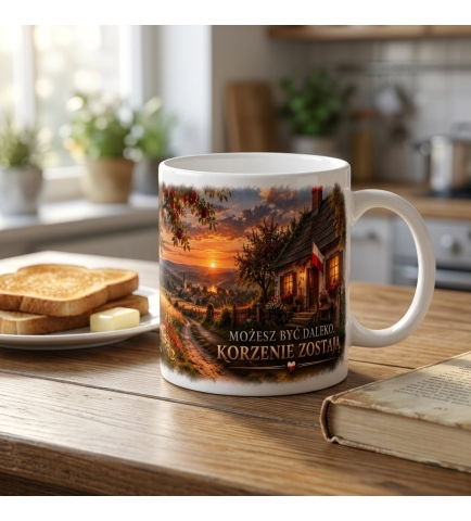 Kubek Ceramiczny Patriotyczny Korzenie 330 ml Biały