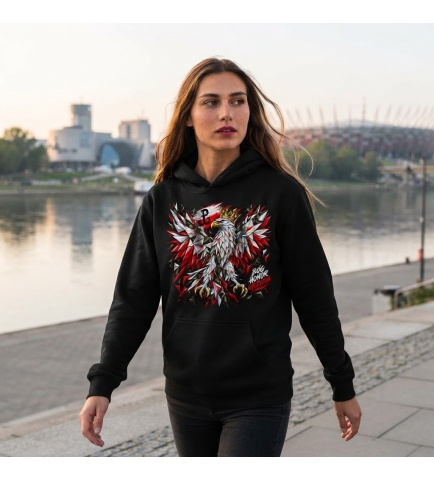 Bluza z kapturem patriotyczna czarna Orzeł Bóg Honor Ojczyzna