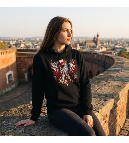 Bluza z kapturem patriotyczna czarna Orzeł Bóg Honor Ojczyzna