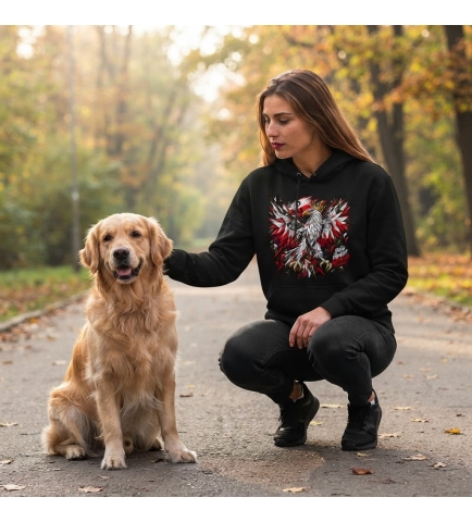 Bluza z kapturem patriotyczna czarna Orzeł Bóg Honor Ojczyzna