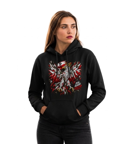 Bluza z kapturem patriotyczna czarna Orzeł Bóg Honor Ojczyzna