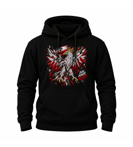 Bluza z kapturem patriotyczna czarna Orzeł Bóg Honor Ojczyzna