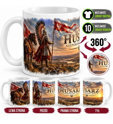 Kubek Patriotyczny Husarz Niepokonany, biały 330 ml