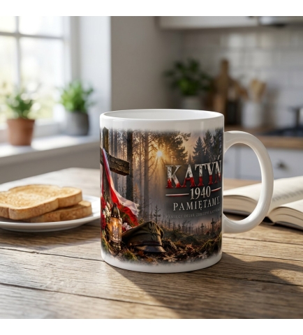 Kubek Patriotyczny Katyń, 1940 Pamiętamy, Biały 330 ml