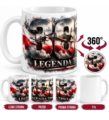 Kubek Ceramiczny Patriotyczny 303 Legenda Trwa Biały 330 ml