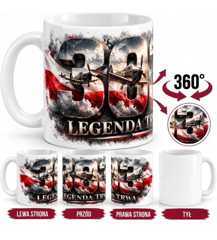Kubek Ceramiczny Patriotyczny 303 Legenda Trwa Biały 330 ml